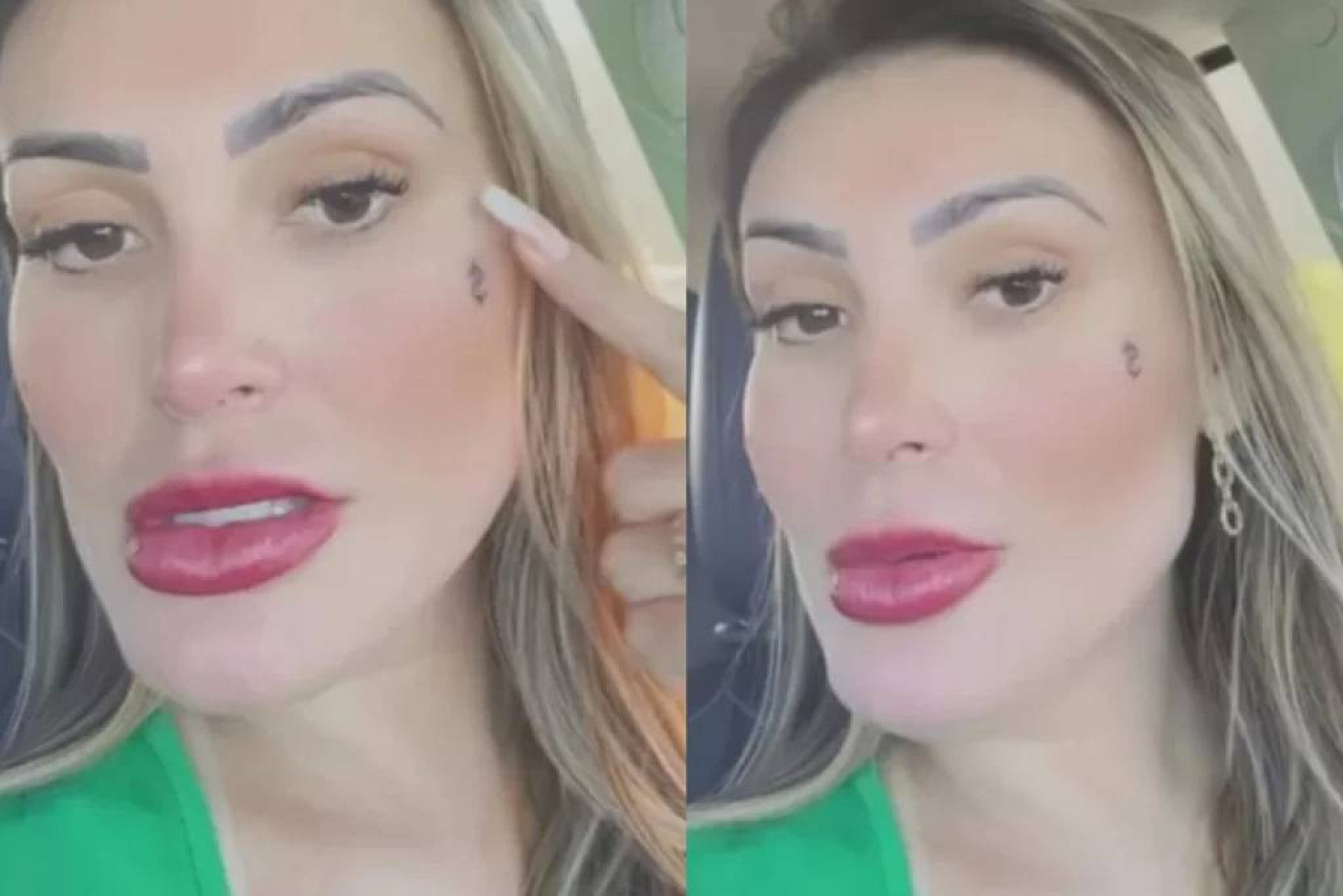 Andressa Urach faz tatuagem de cifrão no rosto