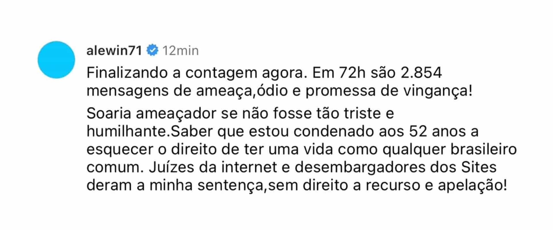 Correa relata 2.854 mensagens de ódio após agressão a Ana Hickmann