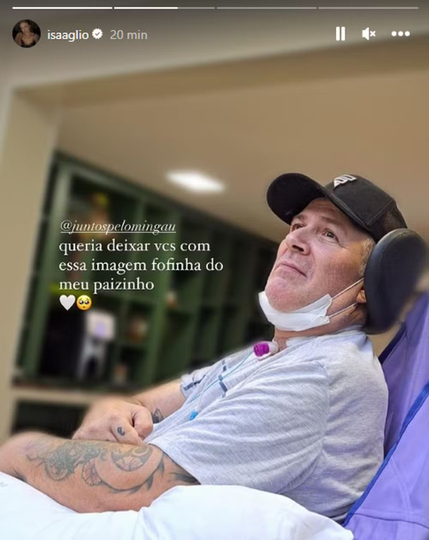 Filha posta foto de Mingau em recuperação após ter alta de hospital; veja