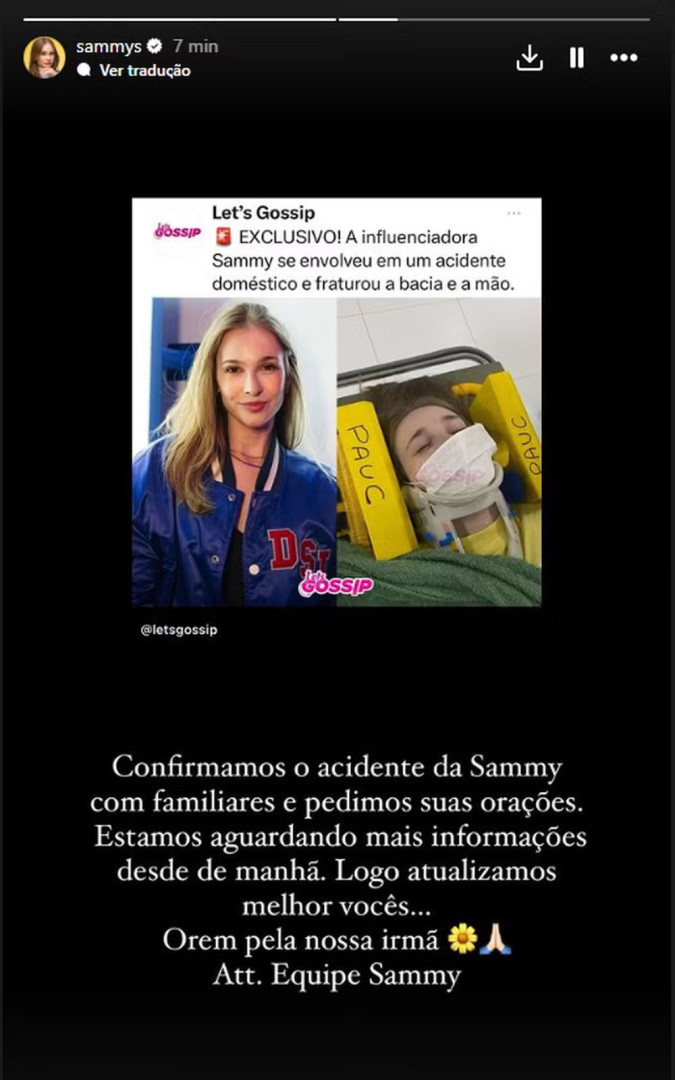 Sammy Sampaio, ex-esposa de Pyong Lee, está internada após acidente