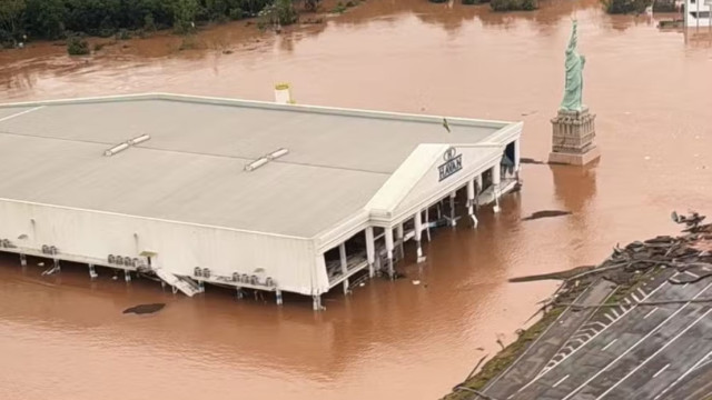 Loja da Havan fica debaixo d'água em Lajeado, no Rio Grande do Sul