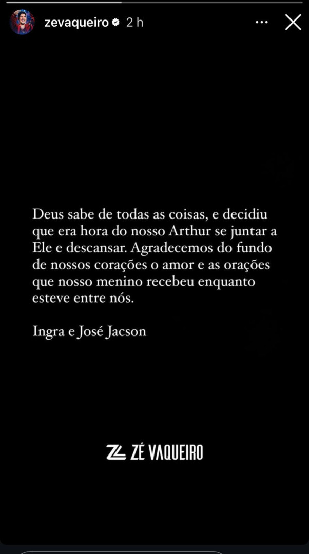 Filho do cantor Zé Vaqueiro e Ingra Soares morre aos 11 meses