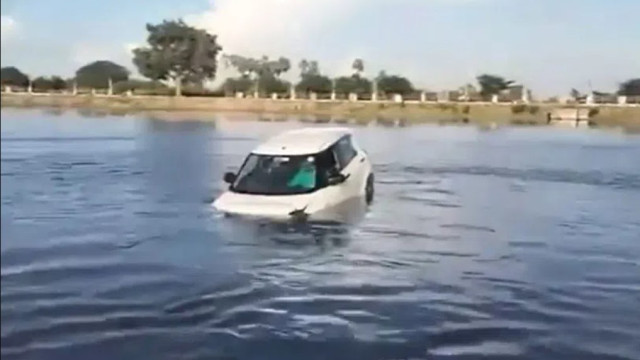 Aluno de autoescola confunde pedais e guia carro até lago