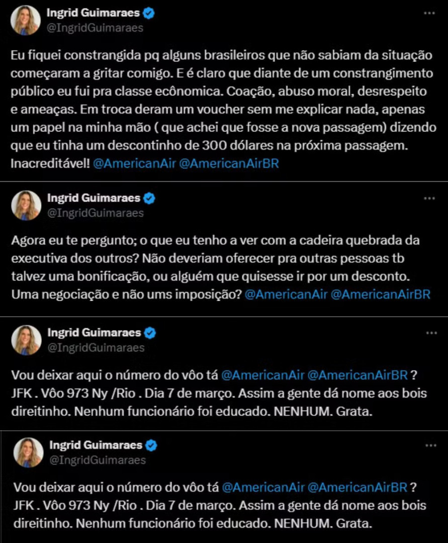 Ingrid Guimarães conta que foi coagida em voo nos EUA: “Ameaças”