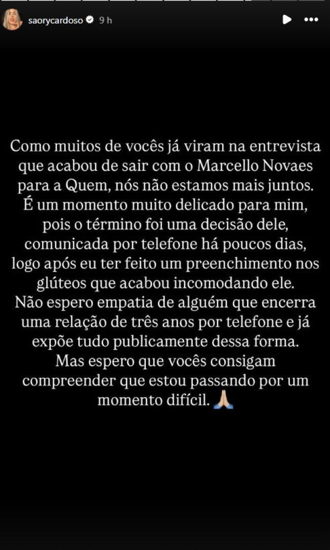 Marcello Novaes revela separação; ex diz que ele terminou "por telefone"