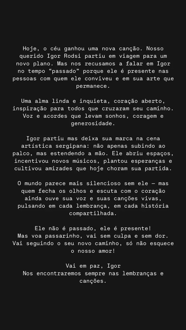Morre cantor Igor Rodsi aos 44 anos após batalha contra leucemia